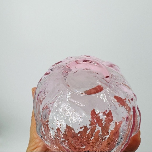 VTG Morgantown Seneca Driftwood Crinkle Pink Roly Poly Glasses Tumblers Set of 4 - Picture 16 of 17